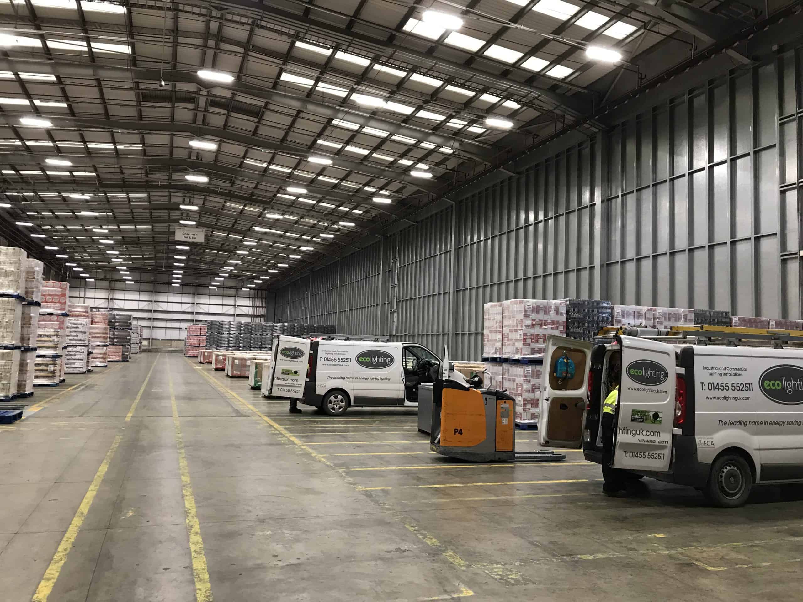 Ecolighting vans in warehouse
